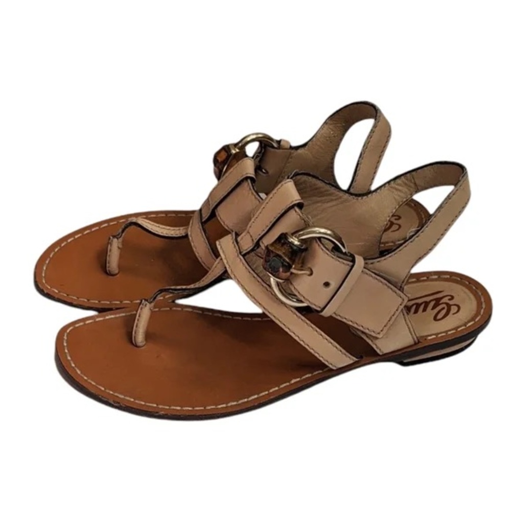 Gucci Tan Leather Bamboo Sandals